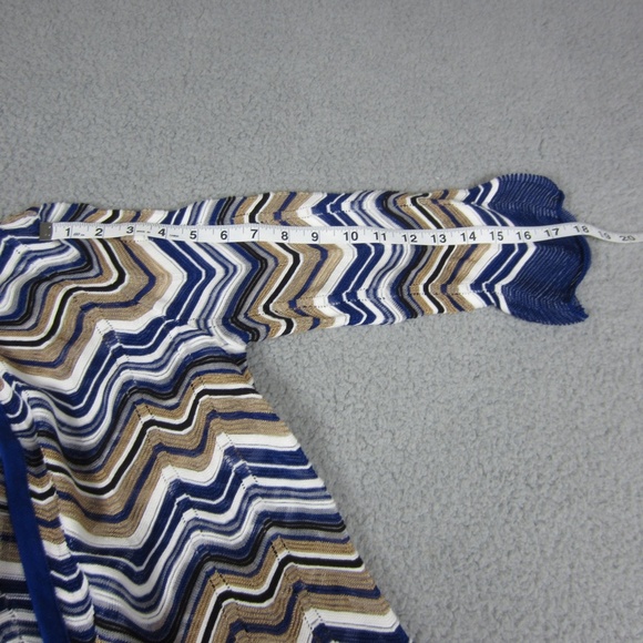 Chico's Travelers Cardigan sweater  size 1 (M) Seafaring Blue Zig Zag Stitch - Picture 13 of 15
